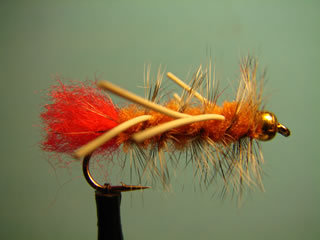 Rubber Brown Bead Head Woolly Worm (8)